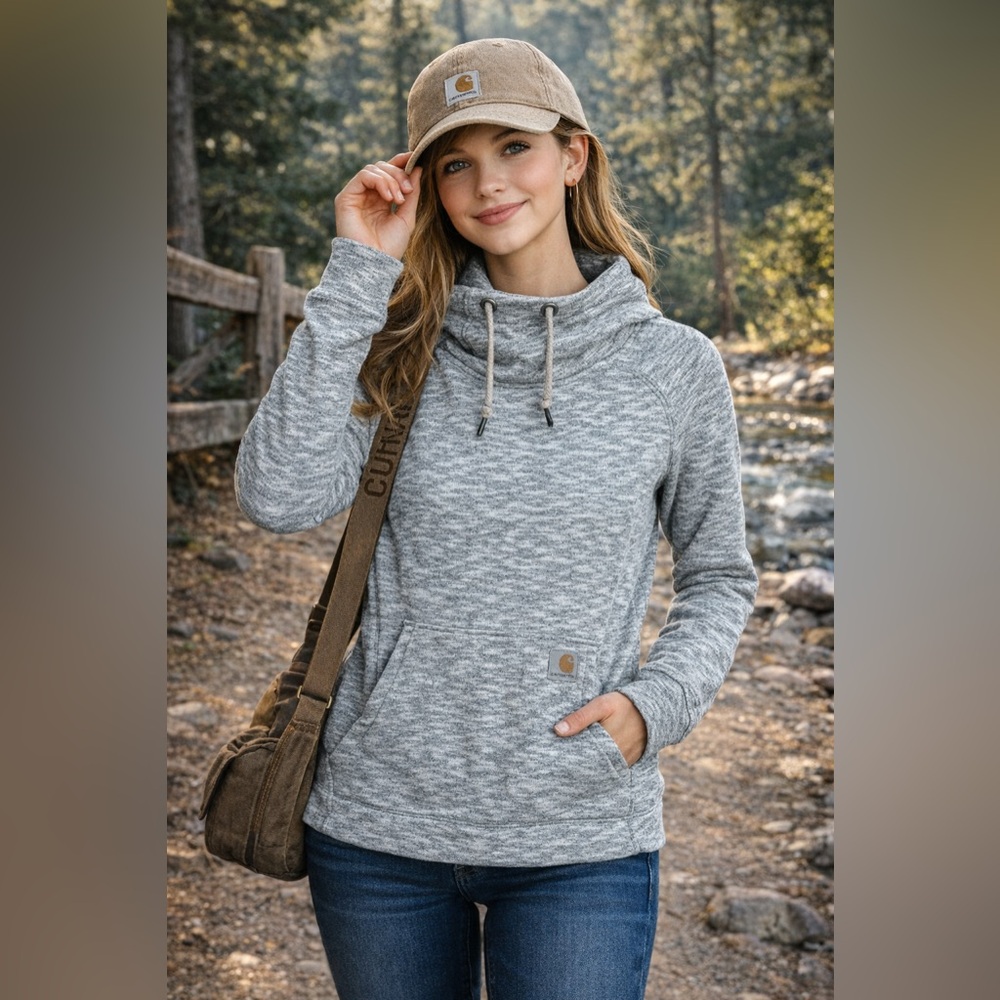 Carhartt Scuba Neck Hoodie Women’s Size Small Heather Gray Workwear Pullover